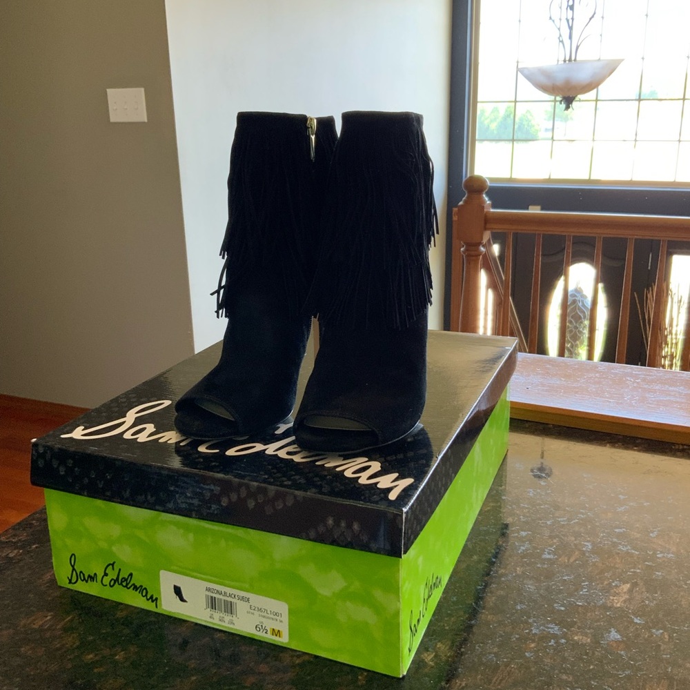 Sam Edelman Arizona Fringe Bootie Sz 6.5 in Black